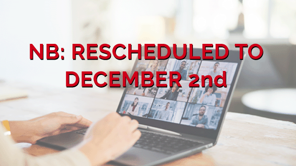 Event rescheduled to 2nd December